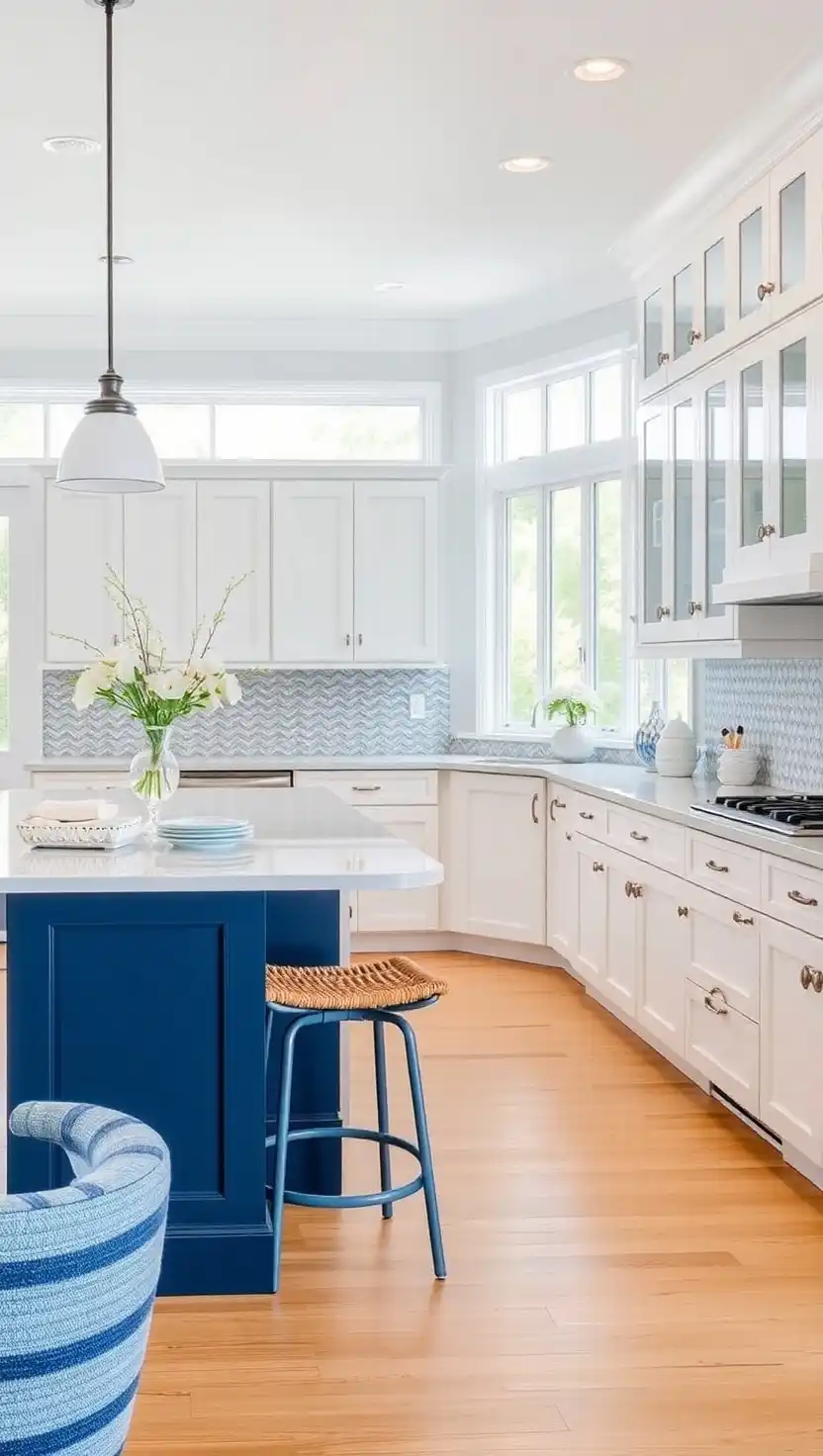 17 Stunning Open Kitchen Designs to Inspire Your Next Remodel 2 1 Coastal Serenity with White and Blue Accents
