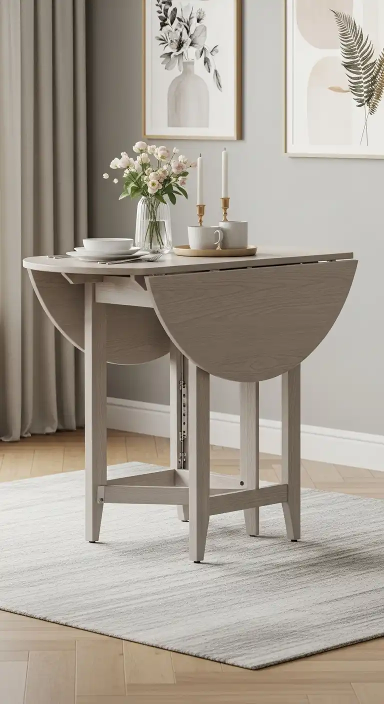23 Space-Saving Small Round Dining Table Designs for Compact Homes 2 1 Foldable Drop Leaf Table