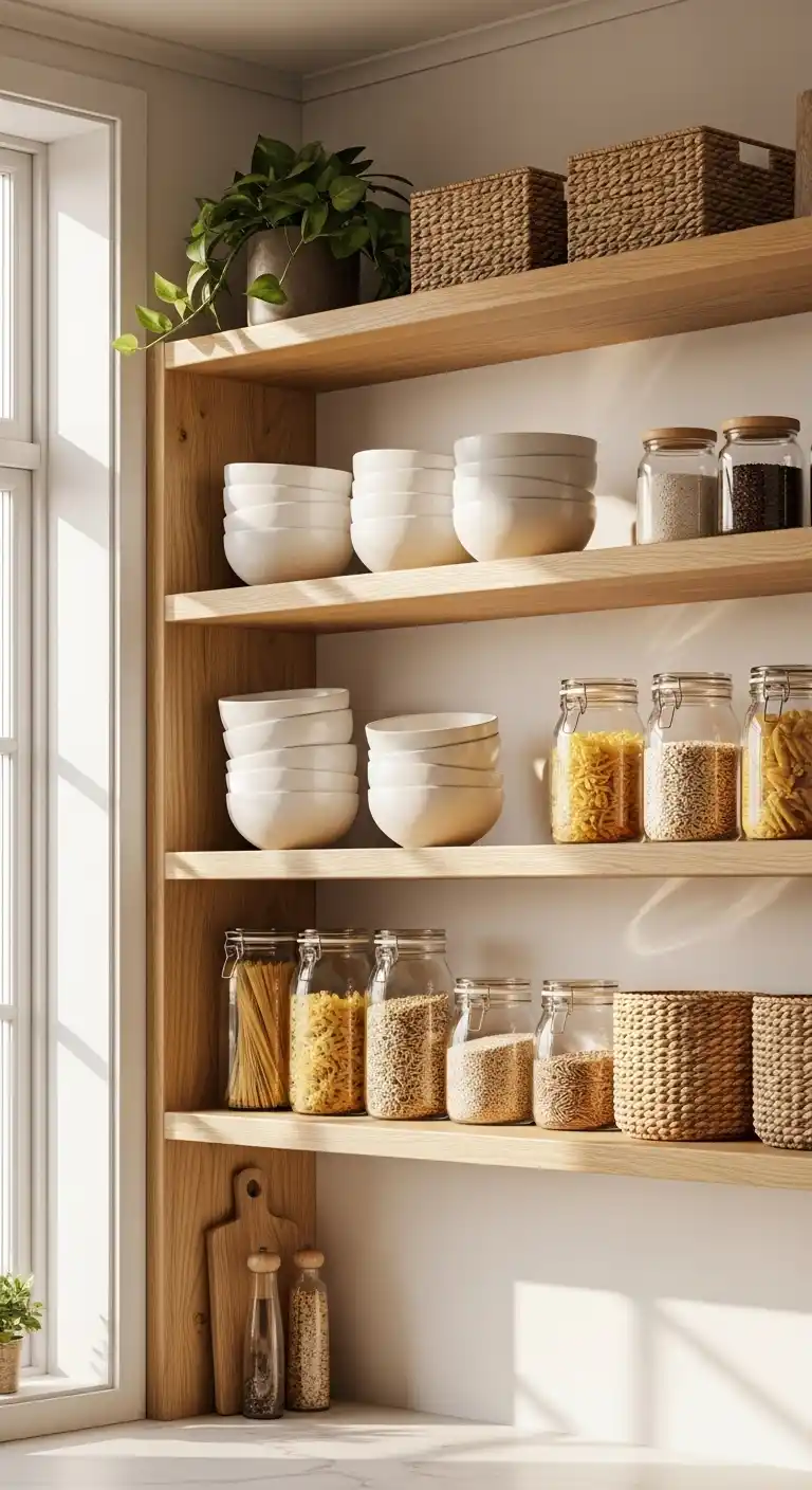 1. Go Natural with Wooden Shelves