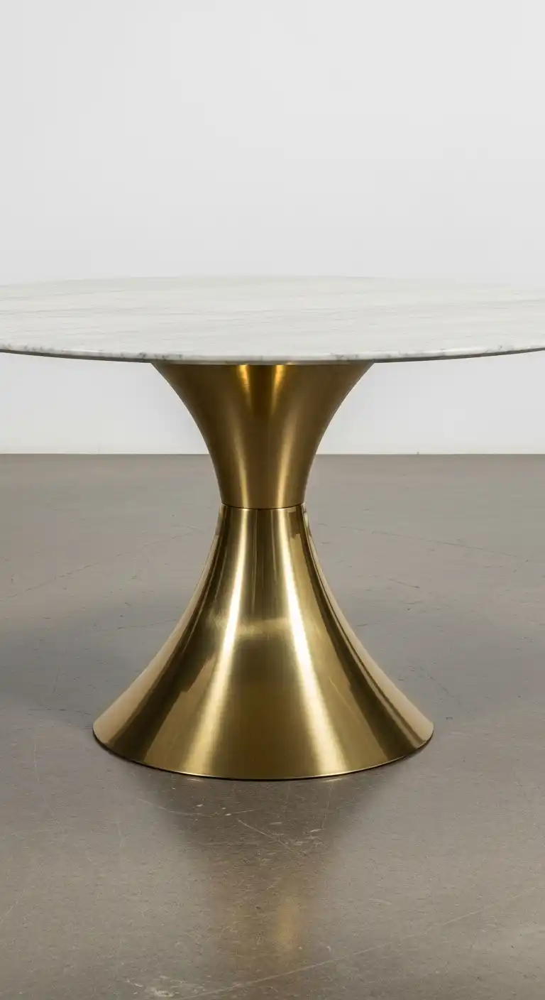 19 Trendy Modern Round Dining Table Ideas to Inspire Your Next Makeover 11 10 Brass Pedestal Marble Top Dining Table