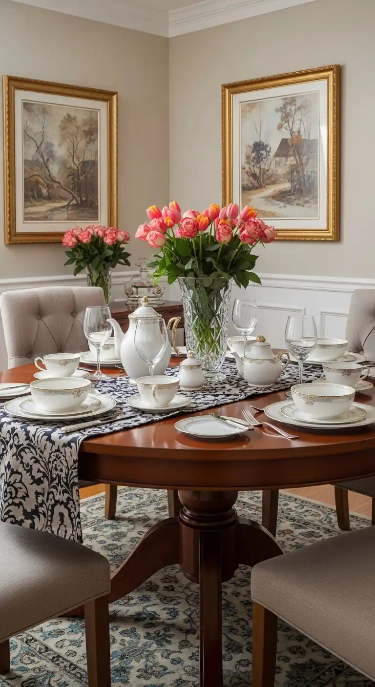 25 Elegant Round Dining Table Styling Ideas to Elevate Your Space 11 10 Classic Traditional Grace