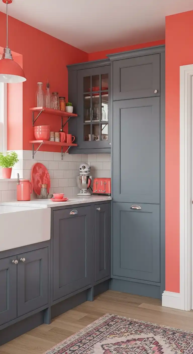 18 Fresh Kitchen Color Palette Ideas to Try 11 10 Coral and Slate Gray