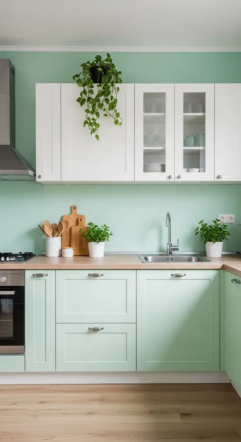 17 Feng Shui Kitchen Color Ideas for Positive Energy 11 10 Mint Green for Freshness and Health