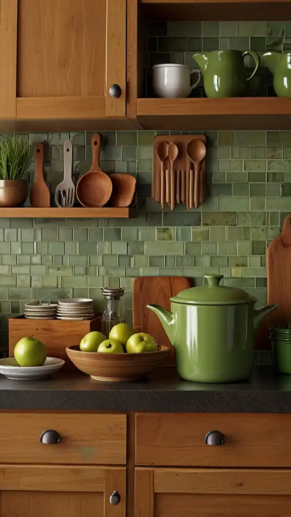 15 Stunning Honey Oak Kitchen Cabinet Ideas 11 10 Mix with Green Accents
