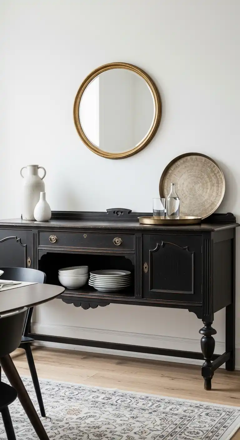 23 Elegant Moody Dining Room Ideas 12 11 Antique Sideboard for Classic Charm