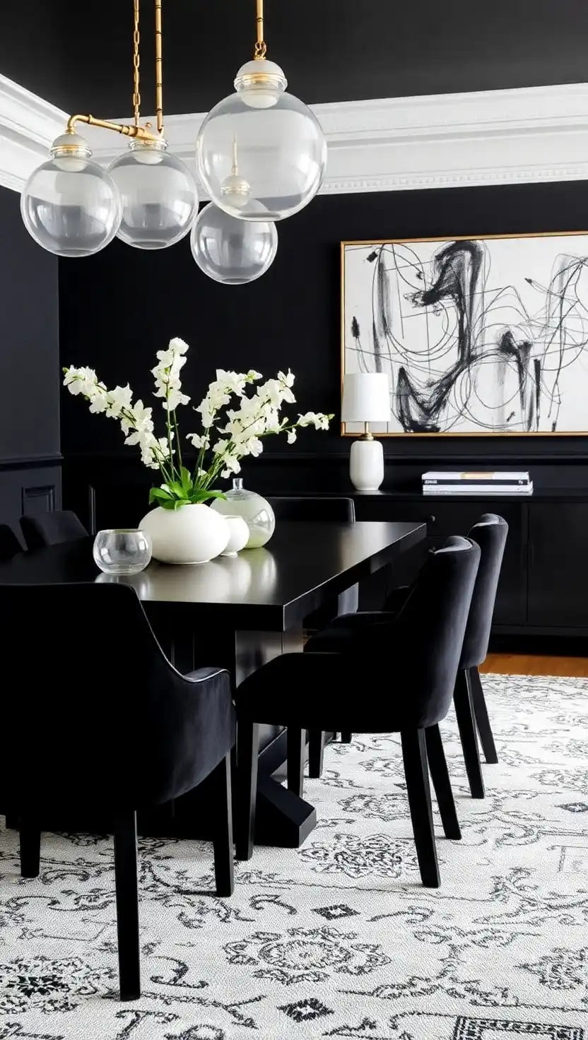 23 Timeless Formal Dining Room Ideas for a Sophisticated Setting 12 11 Black and White Palette