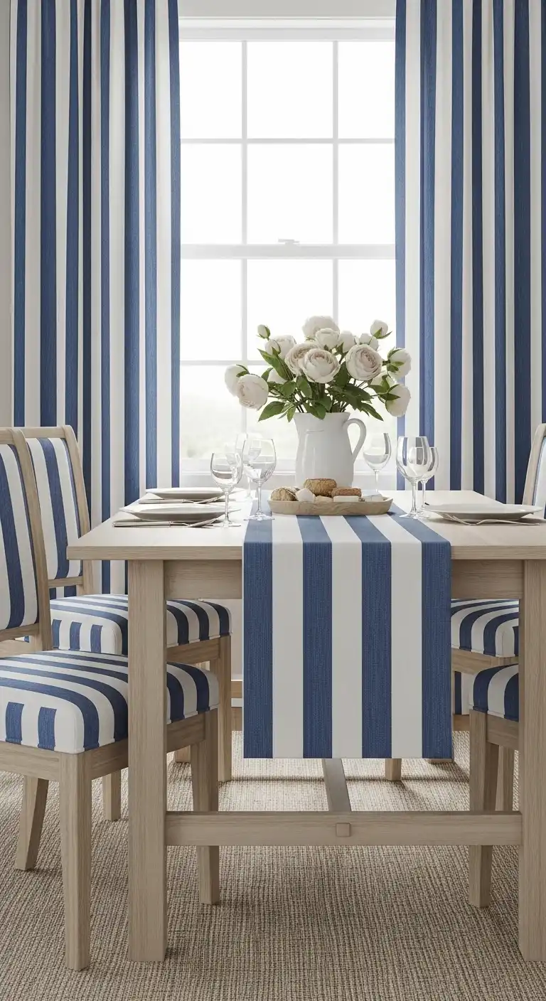 19 Breezy Coastal Dining Room Ideas 12 11 Incorporate Nautical Stripes