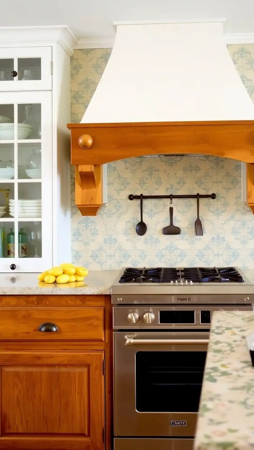 23 Dreamy French Cottage Kitchen Ideas You’ll Instantly Fall in Love With 12 11 Patterned Tile Backsplash