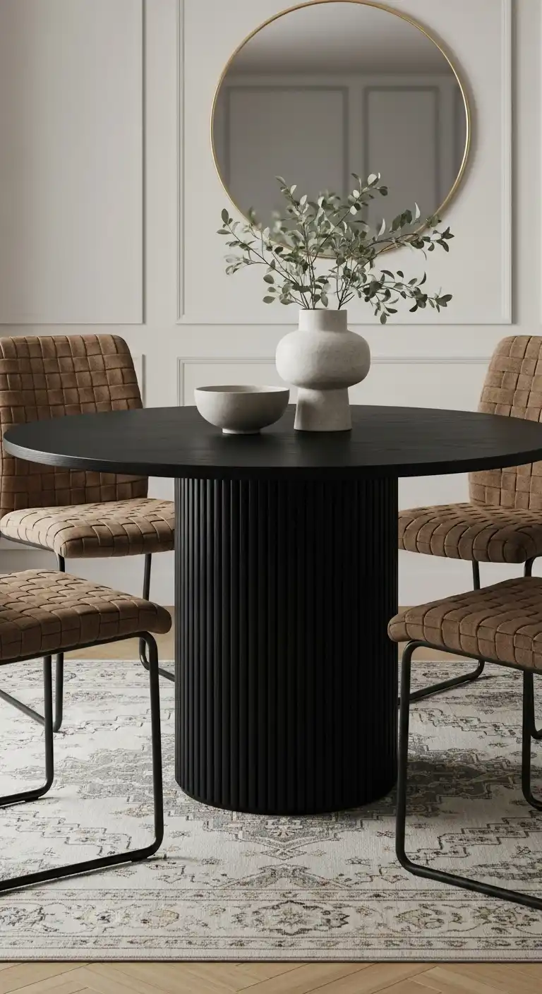 17 Stylish Black Round Dining Table Ideas for Every Interior 12 11 Textured Layers