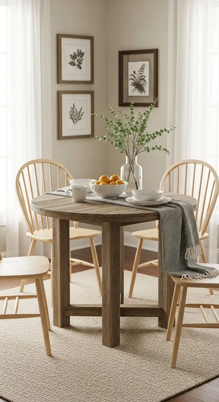 23 Space-Saving Small Round Dining Table Designs for Compact Homes 13 12 Rustic Farmhouse Mini Table