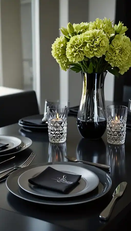 21 Chic Black Dining Table Decor Ideas That Make a Bold Statement 13 12 Sleek Glass for Modern Shine