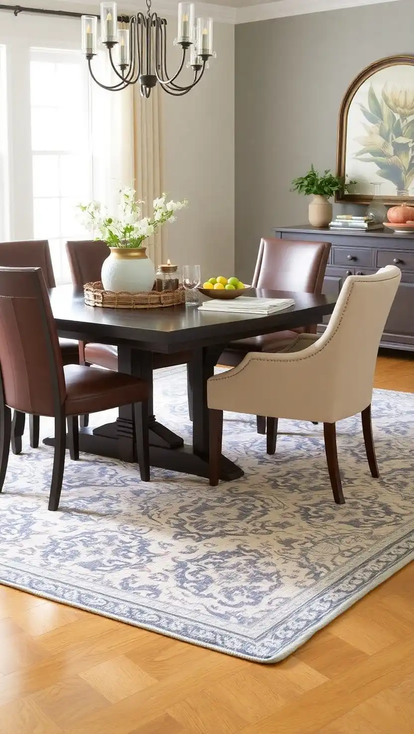 15 Timeless Dining Room Display Ideas That Impress Every Guest 13 12. Area Rug