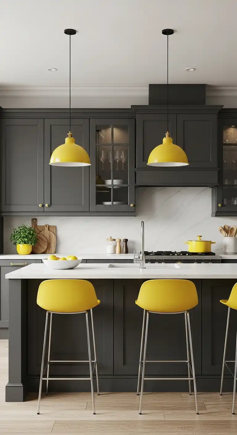 19 Stunning Kitchen Color Combinations Ideas for Every Style 14 13 Charcoal Gray and Yellow