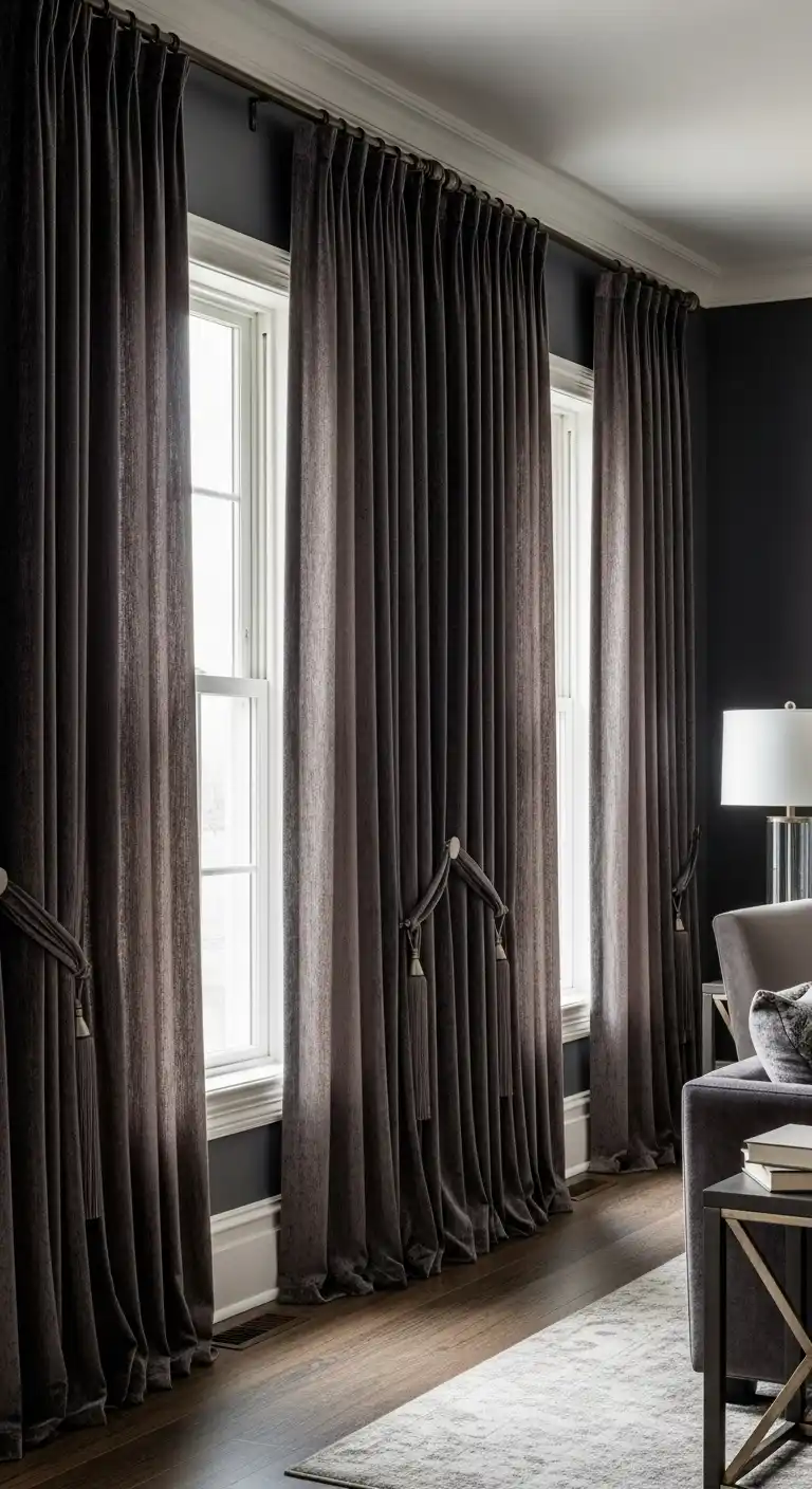 23 Elegant Moody Dining Room Ideas 14 13 Floor to Ceiling Drapery for Drama