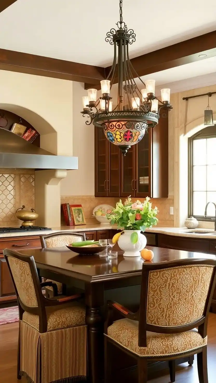 20 Elegant Spanish Villa Kitchen Ideas Full of Warmth and Style 14 13 Install Ornate Lighting