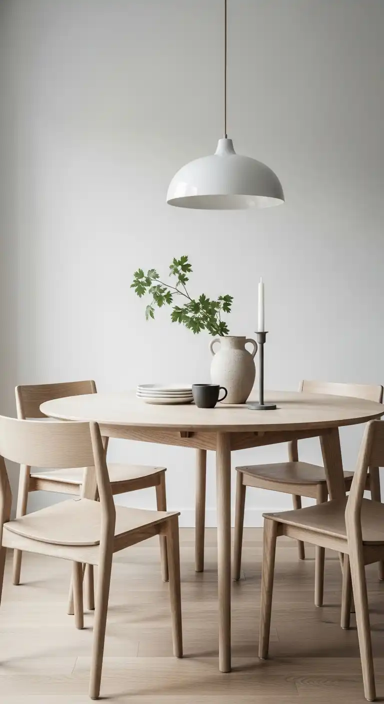 21 Practical Round Dining Table Arrangement Ideas for Everyday Comfort 14 13 Scandinavian Simplicity