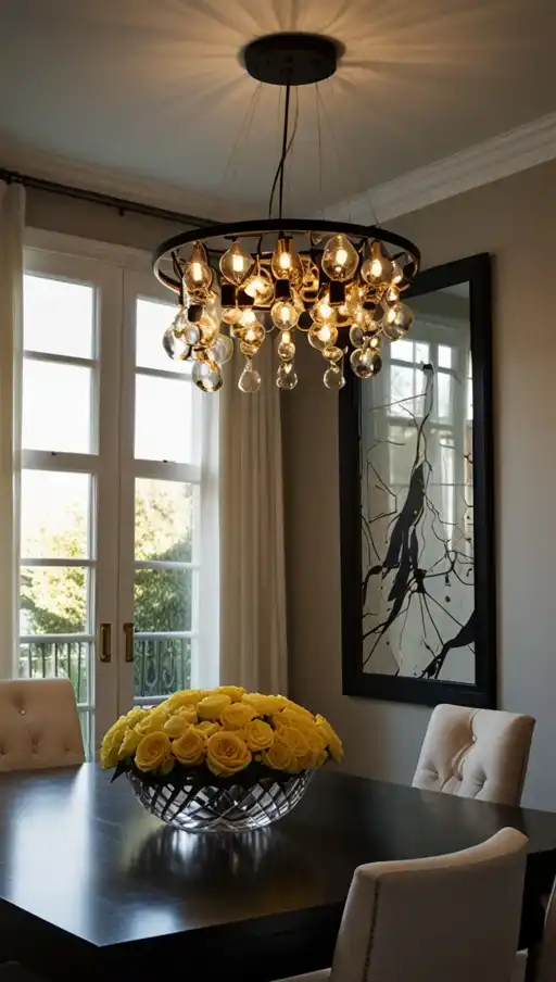 21 Chic Black Dining Table Decor Ideas That Make a Bold Statement 14 13 Statement Chandelier for Drama