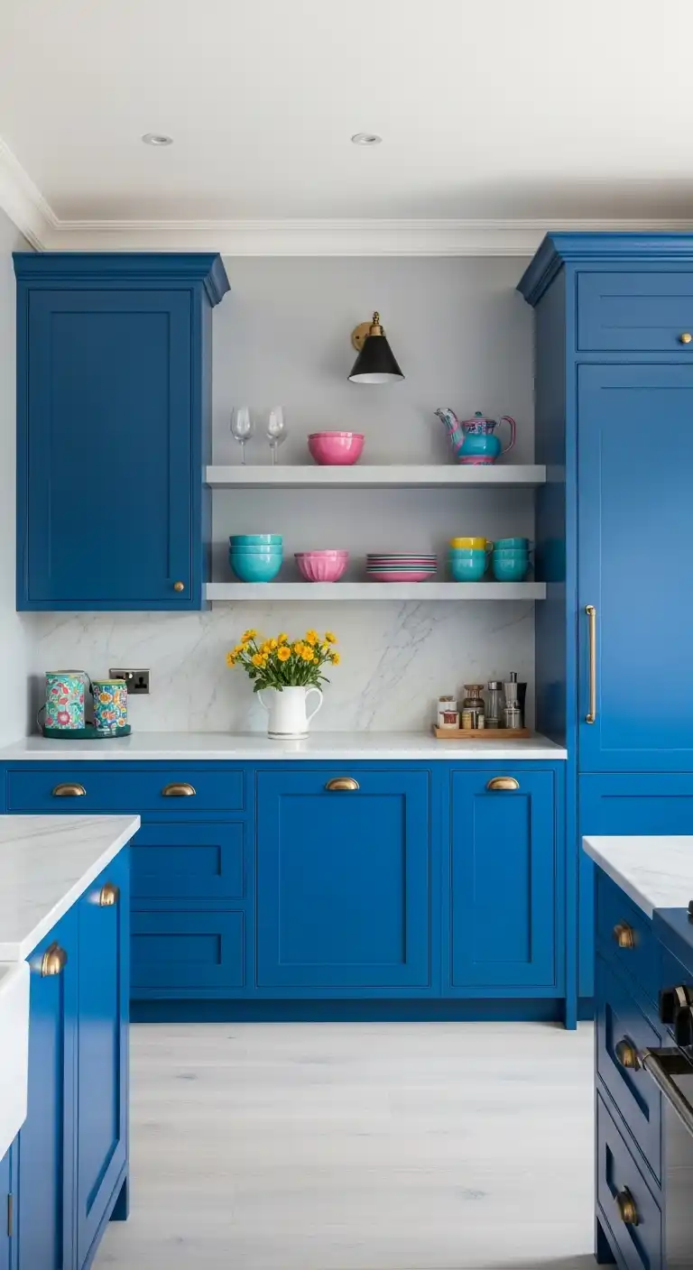 18 Fresh Kitchen Color Palette Ideas to Try 15 14 Cobalt Blue and Light Gray