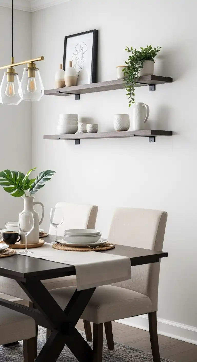 21 Space-Saving Small Dining Room Ideas 15 14 Hang Floating Shelves