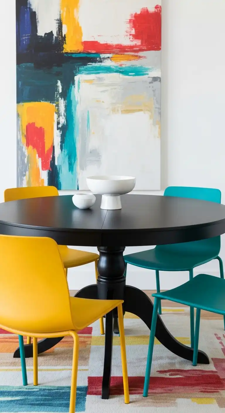 17 Stylish Black Round Dining Table Ideas for Every Interior 16 15 Bold Color Pop