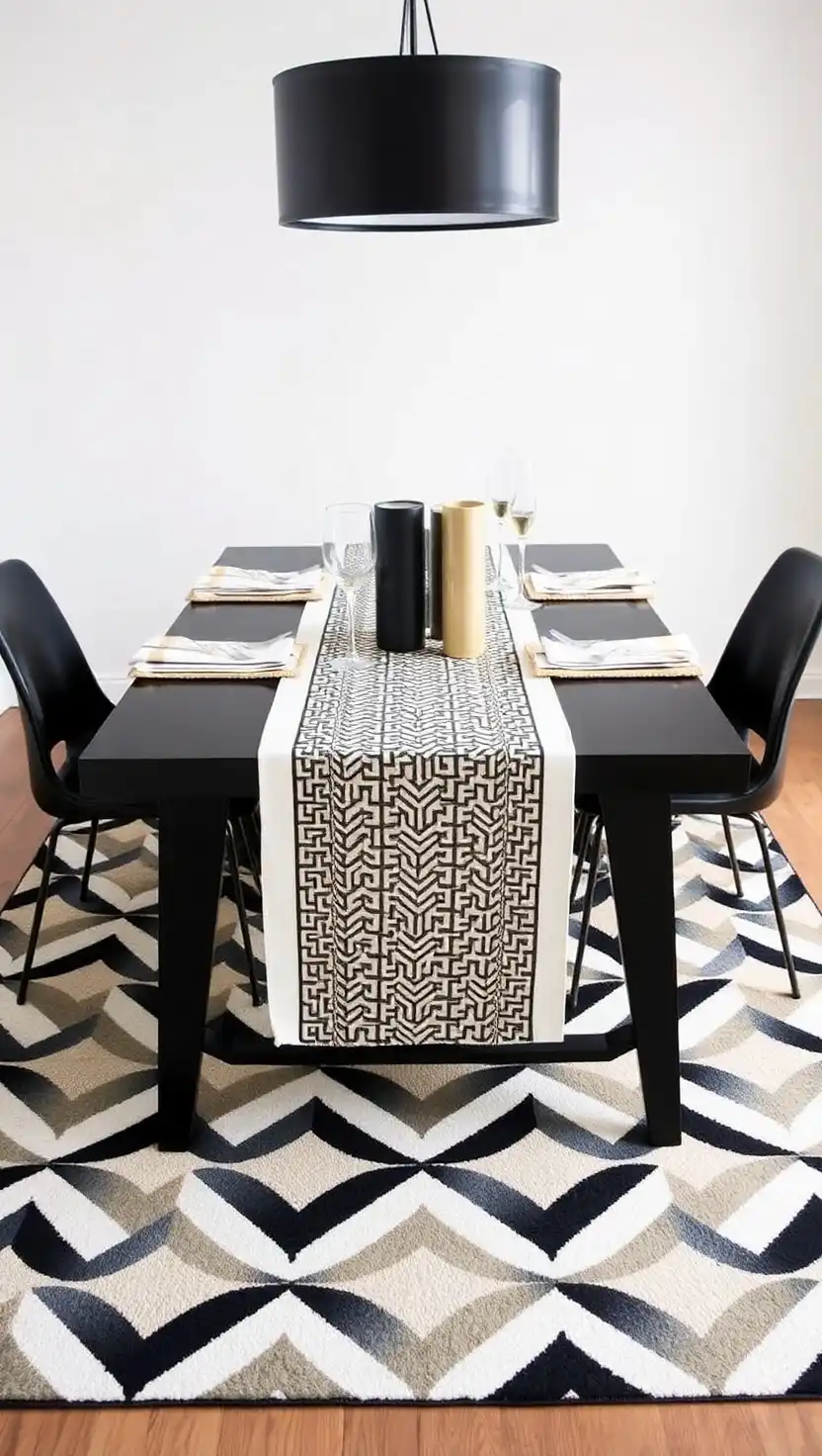 21 Chic Black Dining Table Decor Ideas That Make a Bold Statement 16 15 Geometric Patterns for Visual Interest