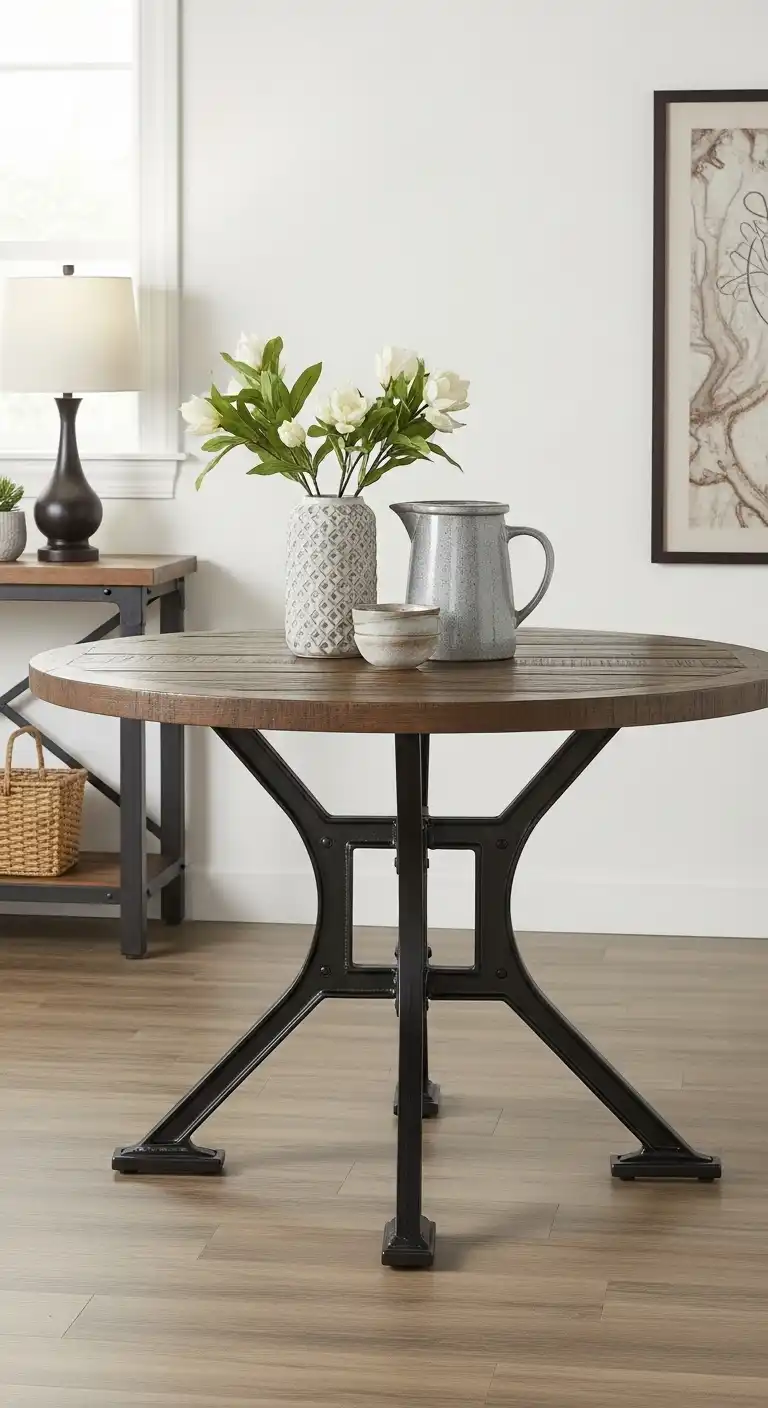 19 Trendy Modern Round Dining Table Ideas to Inspire Your Next Makeover 16 15 Industrial Farmhouse Round Dining Table