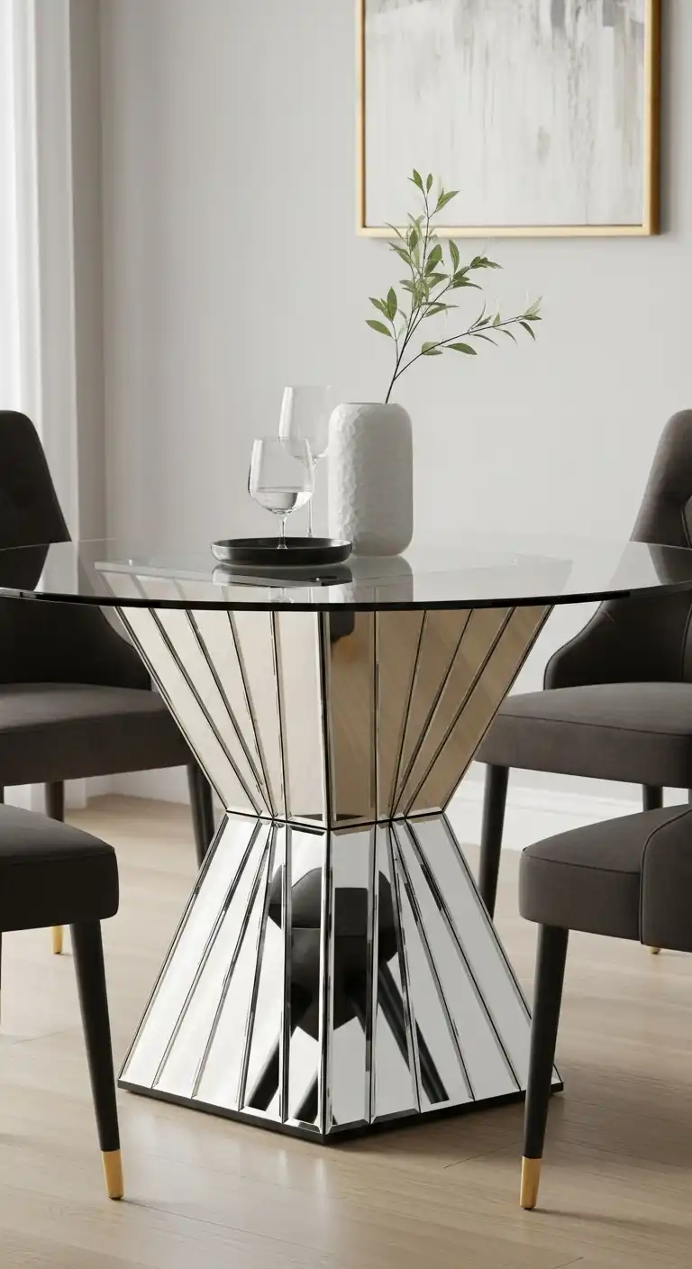 23 Chic Round Dining Table Ideas for Modern Interiors 16 15 Mirrored Base Glass Table