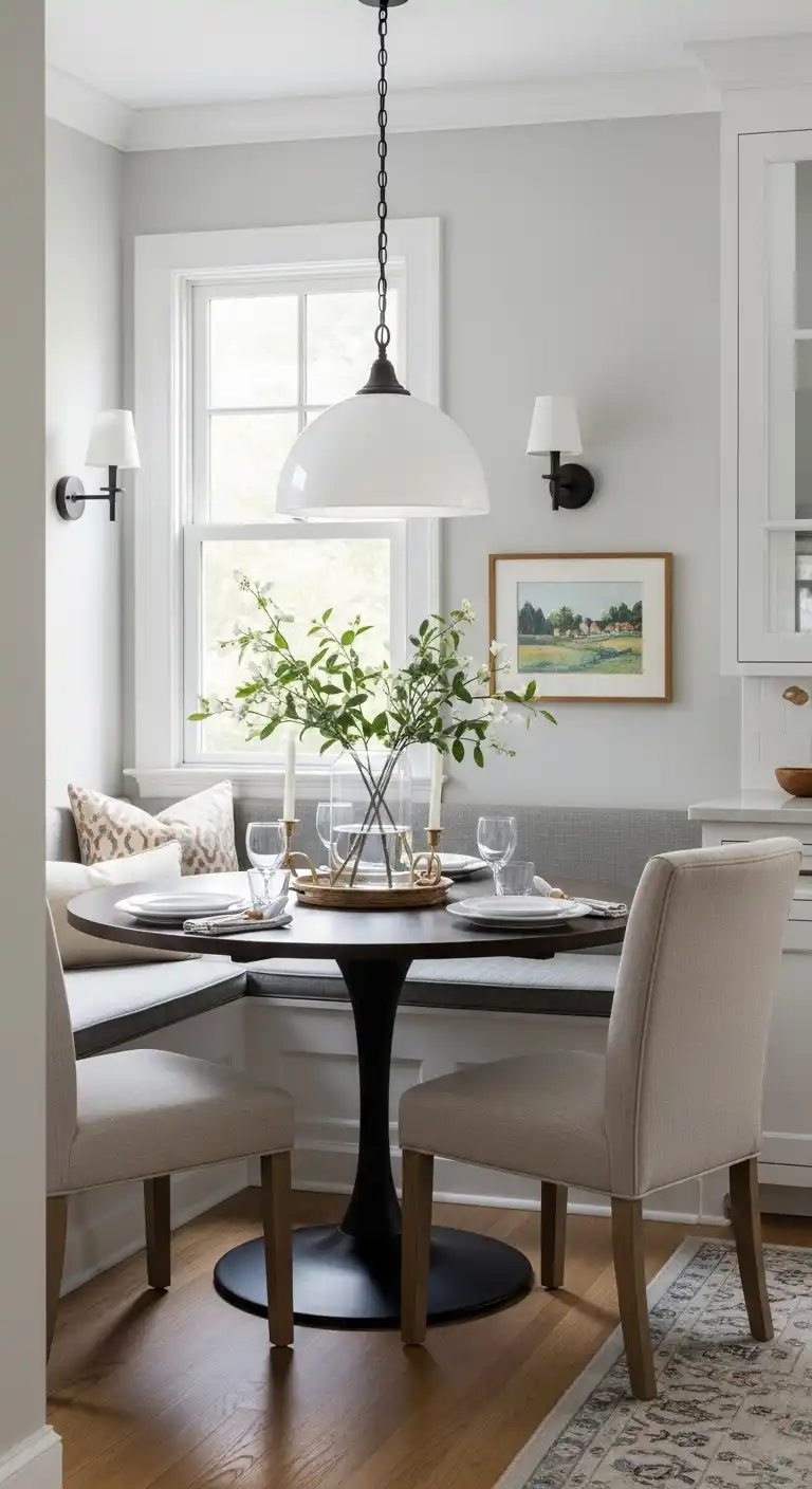 15 Cozy Round Dining Table Ideas for Kitchen Warmth 16 15. Conversation Corners