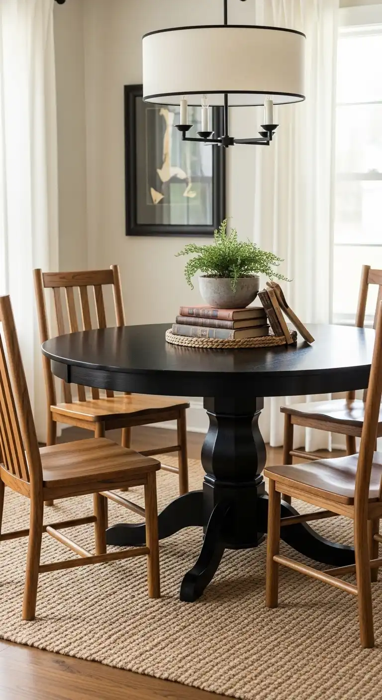 17 Stylish Black Round Dining Table Ideas for Every Interior 17 16 Craftsman Charm