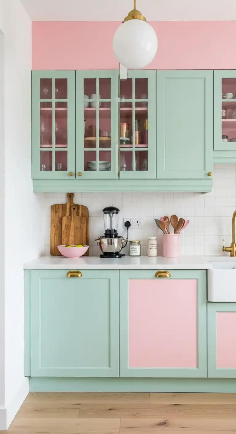 18 Fresh Kitchen Color Palette Ideas to Try 17 16 Mint Green and Pale Pink