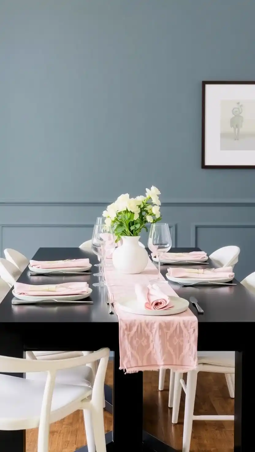21 Chic Black Dining Table Decor Ideas That Make a Bold Statement 17 16 Soft Pastels for Subtle Balance