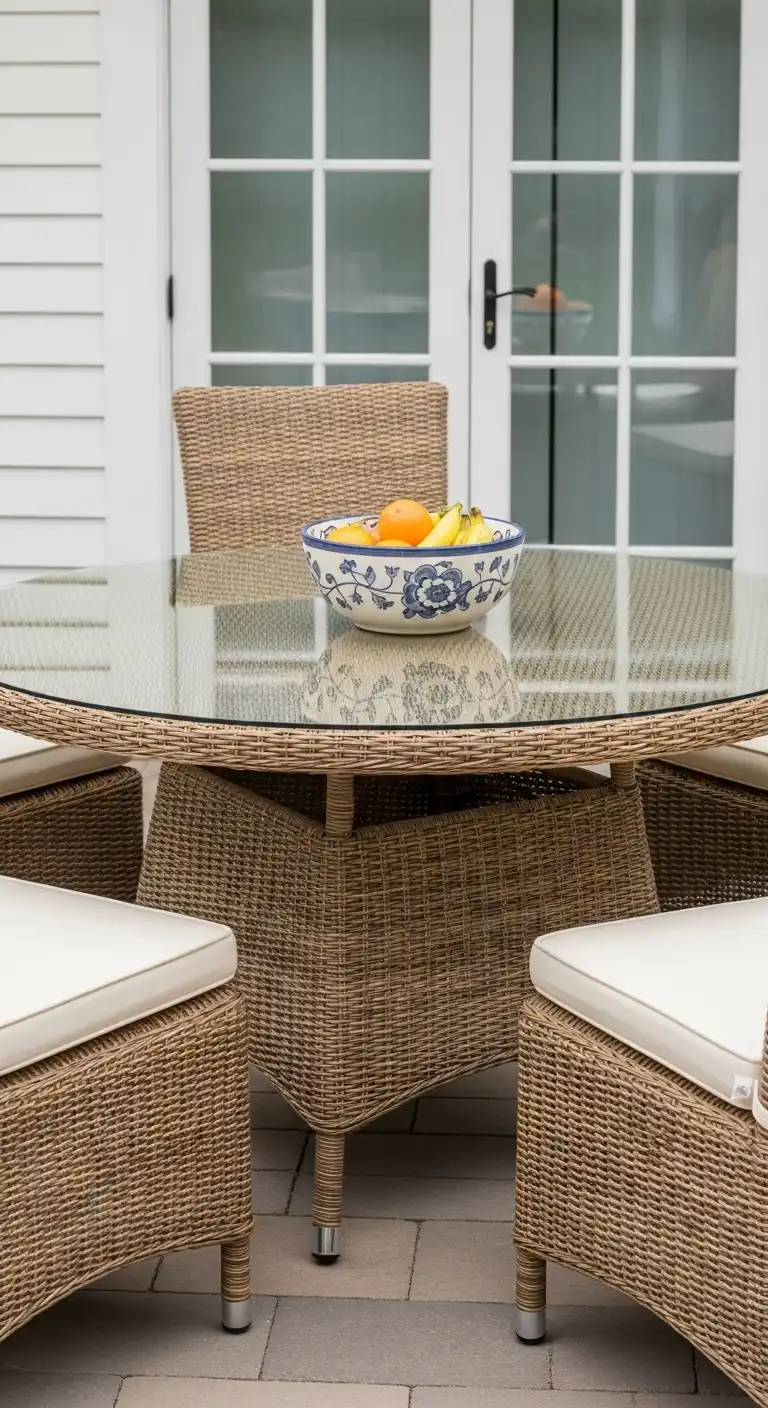 23 Chic Round Dining Table Ideas for Modern Interiors 17 16 Woven Wicker Outdoor Table