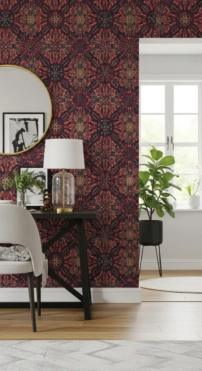 23 Elegant Moody Dining Room Ideas 18 17 Accent Wall with Bold Patterns