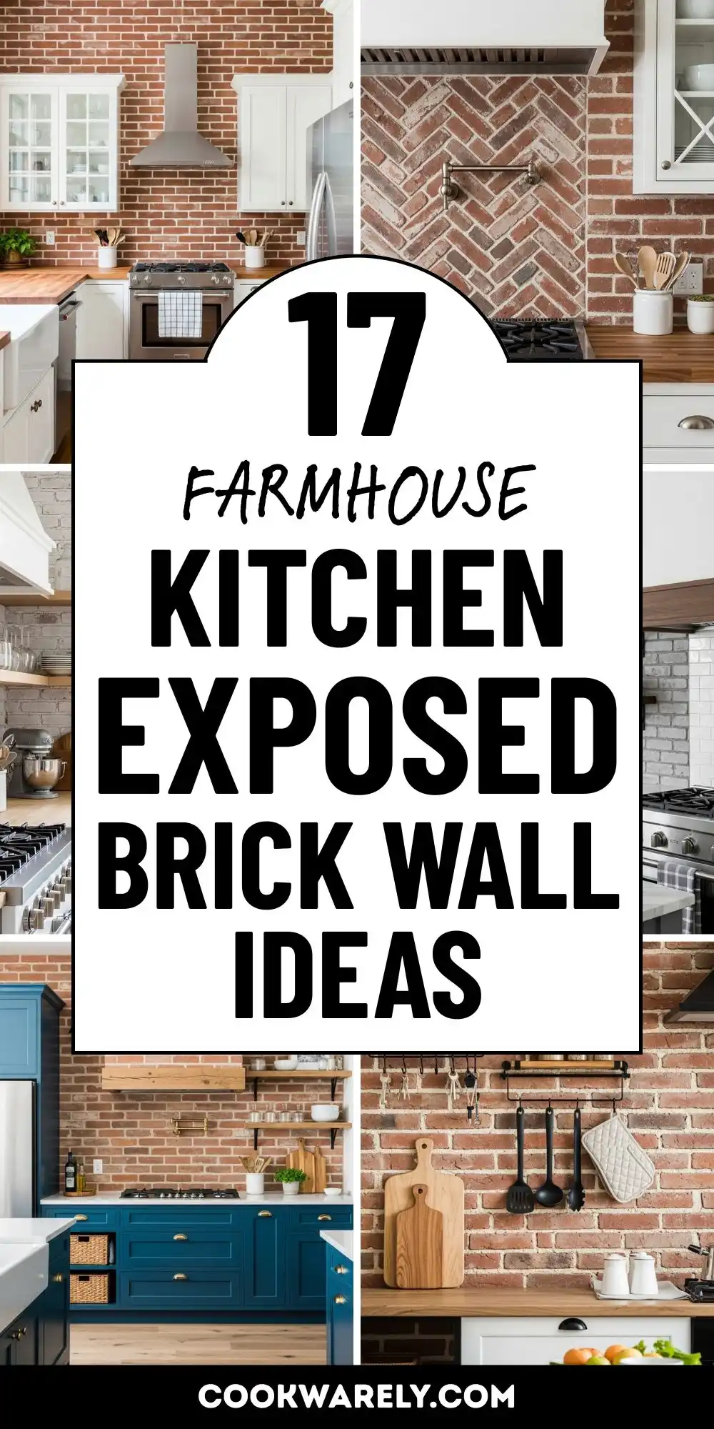 17 Farmhouse Kitchen Exposed Brick Wall Ideas