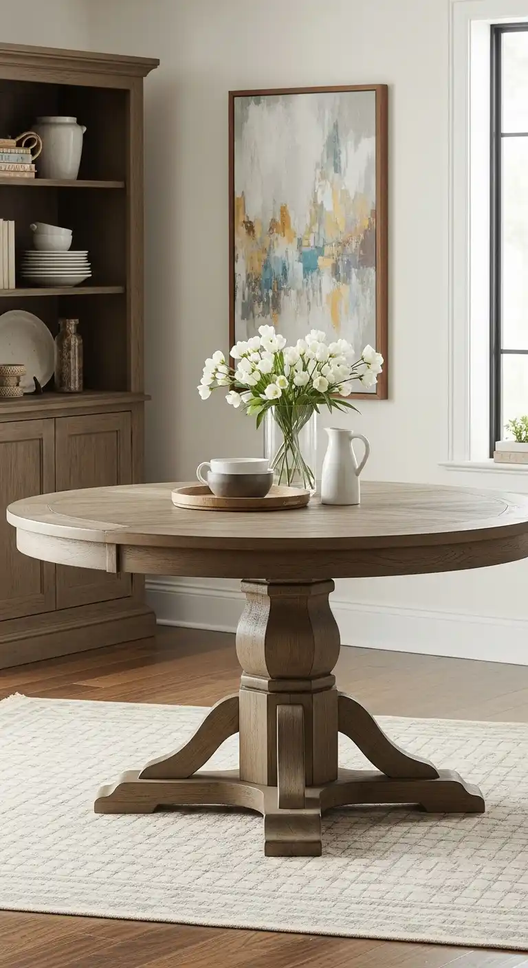 19 Trendy Modern Round Dining Table Ideas to Inspire Your Next Makeover 18 17 Farmhouse Pedestal Round Table