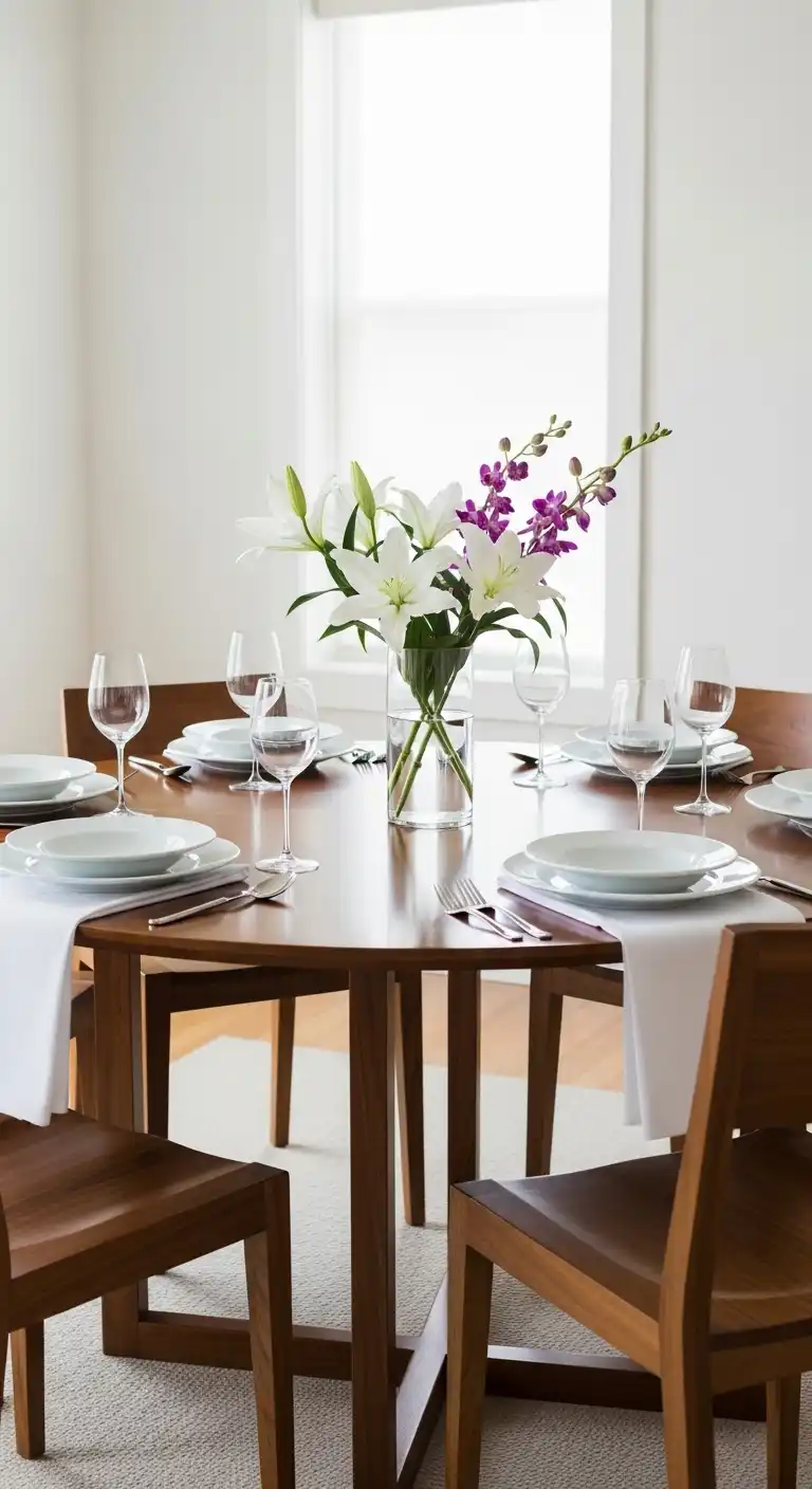 25 Elegant Round Dining Table Styling Ideas to Elevate Your Space 20 19 Elegant Simplicity