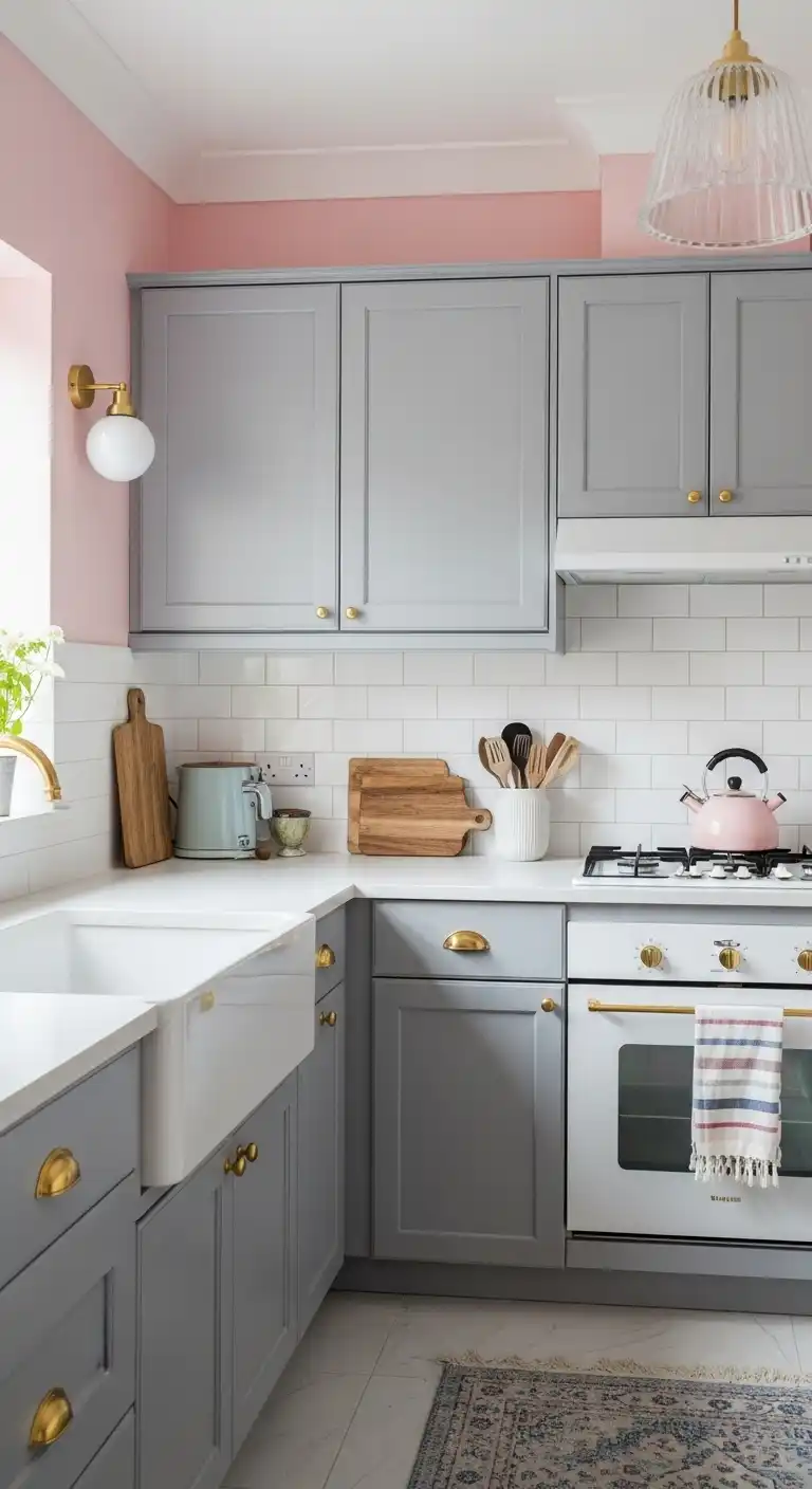 19 Stunning Kitchen Color Combinations Ideas for Every Style 20 19 Pale Pink and Gray