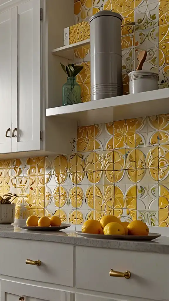 13 Lemon Kitchen Decor Ideas to Brighten Your Space 3 2 Citrus Infused Backsplash Tiles