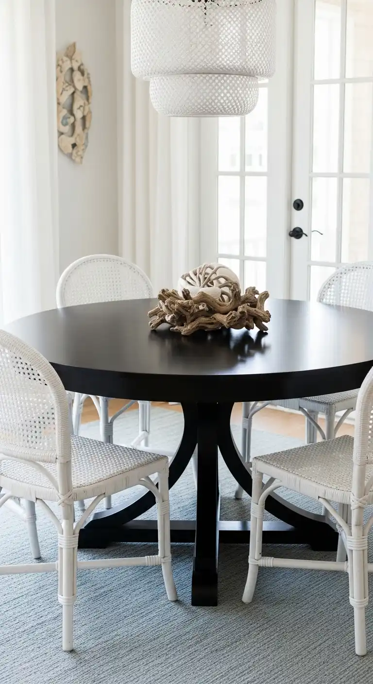 17 Stylish Black Round Dining Table Ideas for Every Interior 3 2 Coastal Contrast