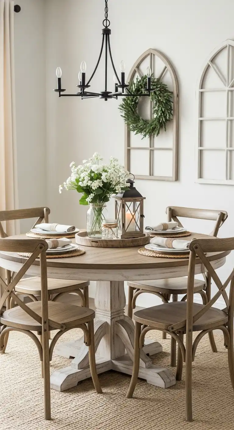 21 Practical Round Dining Table Arrangement Ideas for Everyday Comfort 3 2 Farmhouse Chic Round Table