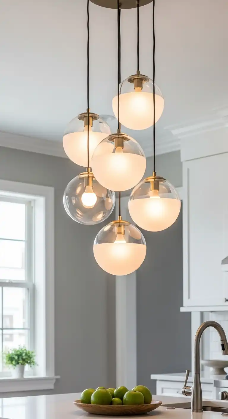 17 Stunning Kitchen Over Island Lighting Ideas That Instantly Impress 3 2 Globe Cluster Pendants for Soft Elegance