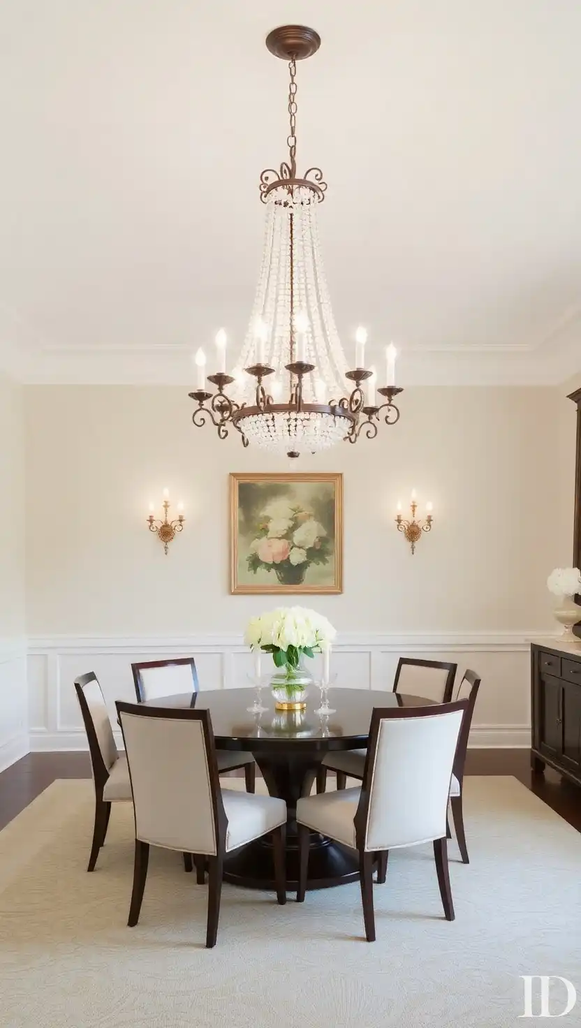 23 Timeless Formal Dining Room Ideas for a Sophisticated Setting 3 2 Grand Chandelier Focal Point