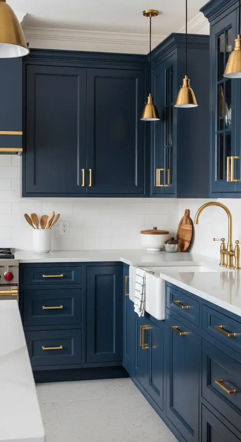 19 Stunning Kitchen Color Combinations Ideas for Every Style 3 2 Navy Blue and Gold