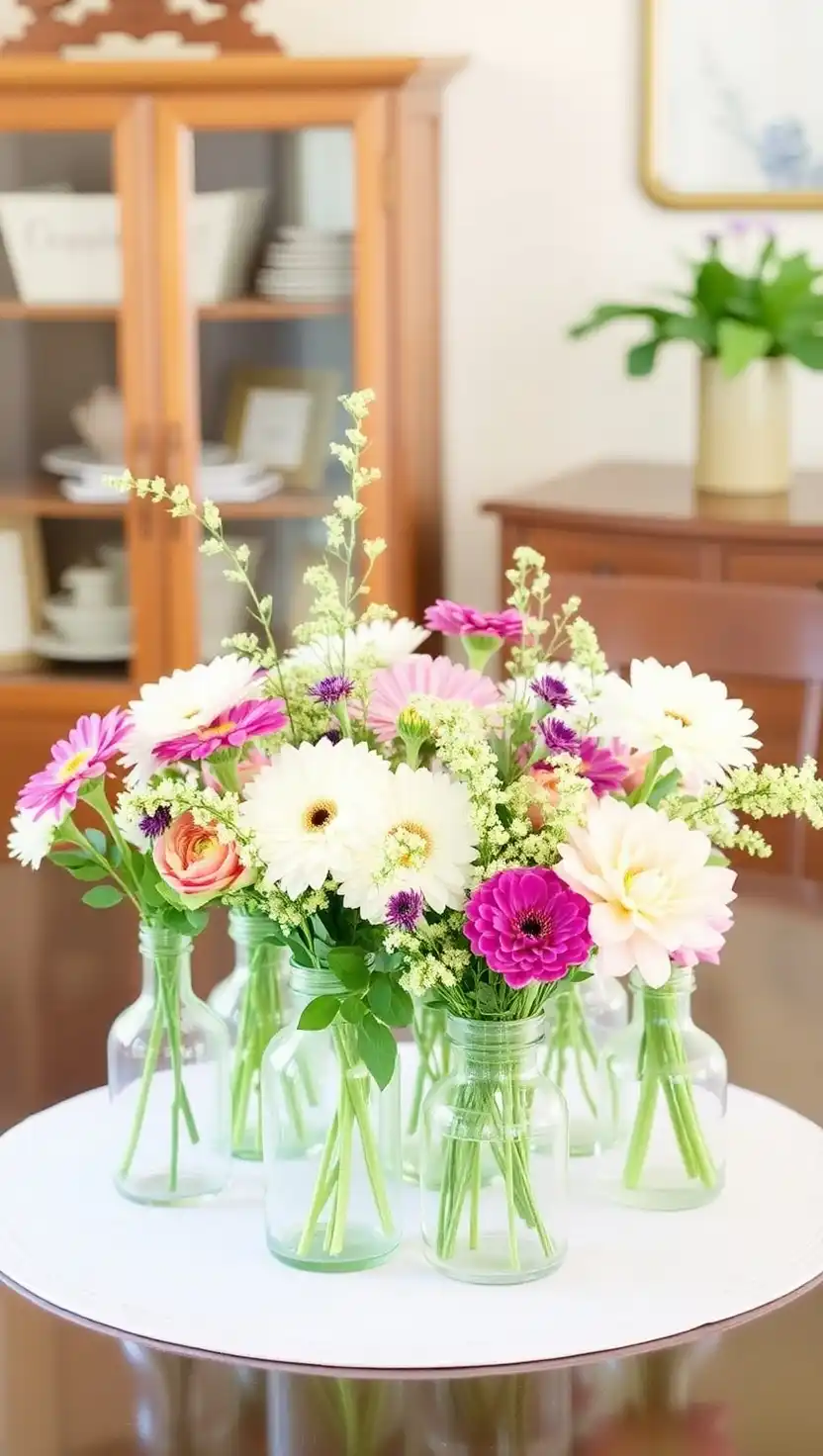 15 Modern Dining Table Centerpiece Ideas for a Stylish Look 3 2. Cluster Small Vases