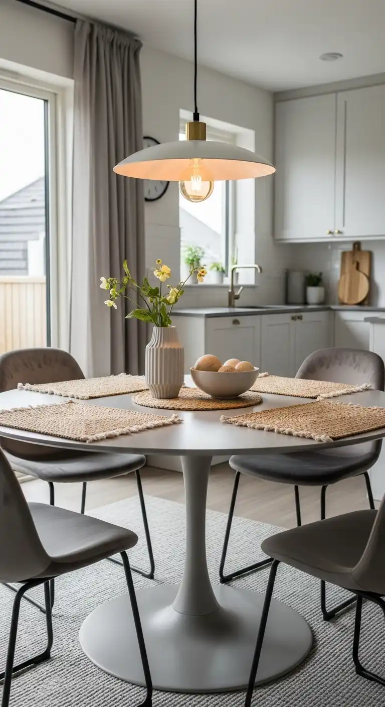15 Cozy Round Dining Table Ideas for Kitchen Warmth 3 2. Modern Elegance