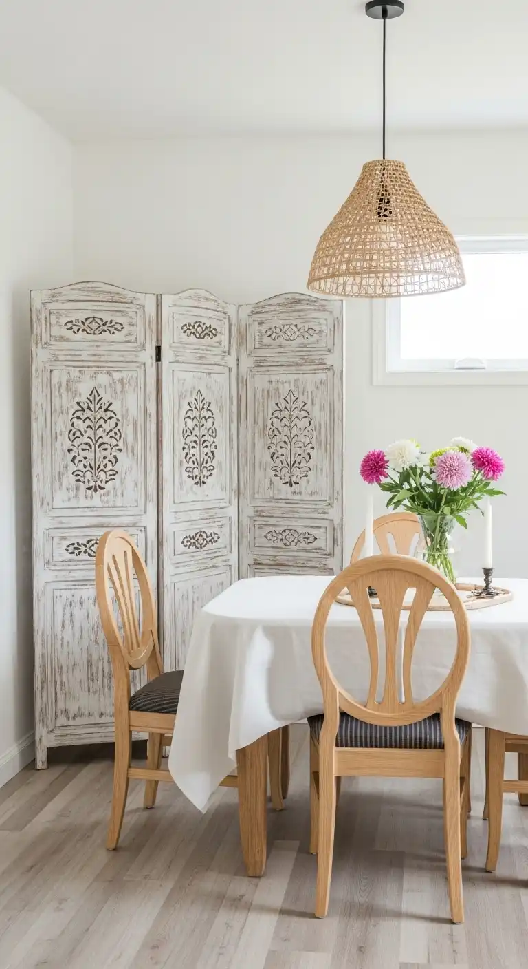 21 Space-Saving Small Dining Room Ideas 21 20 Incorporate a Folding Screen