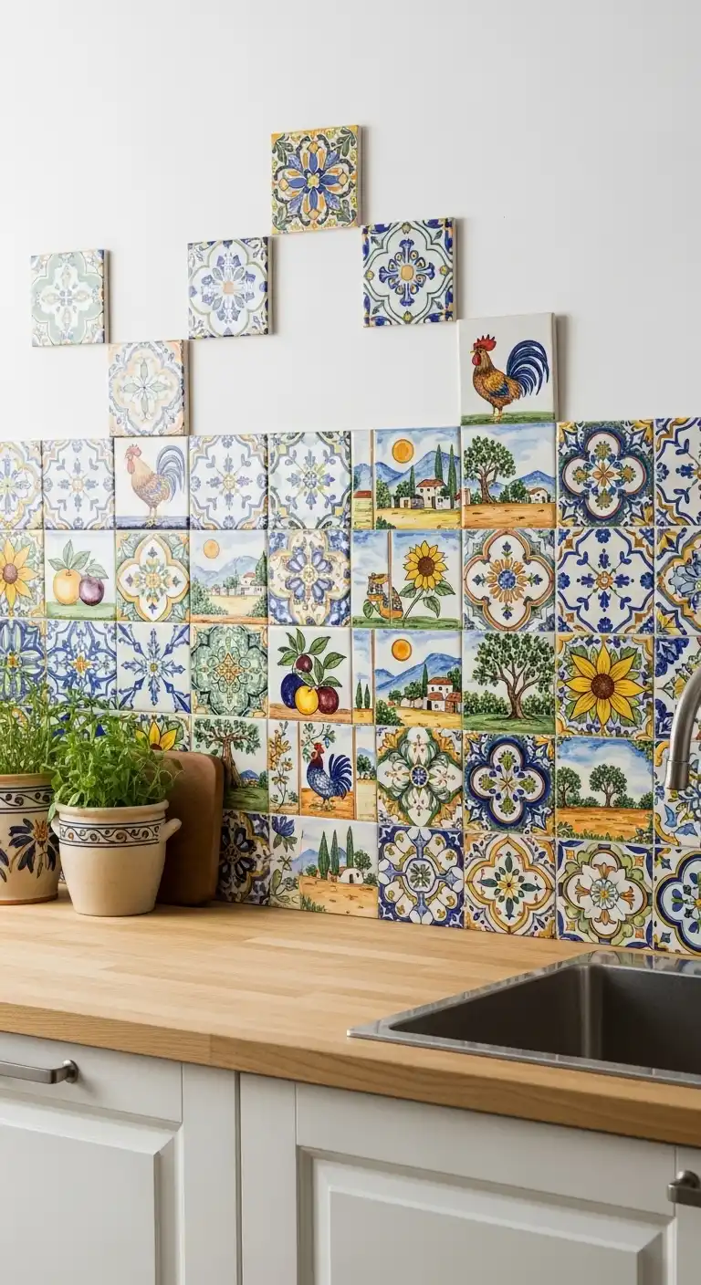 25) Hand-Painted Tiles