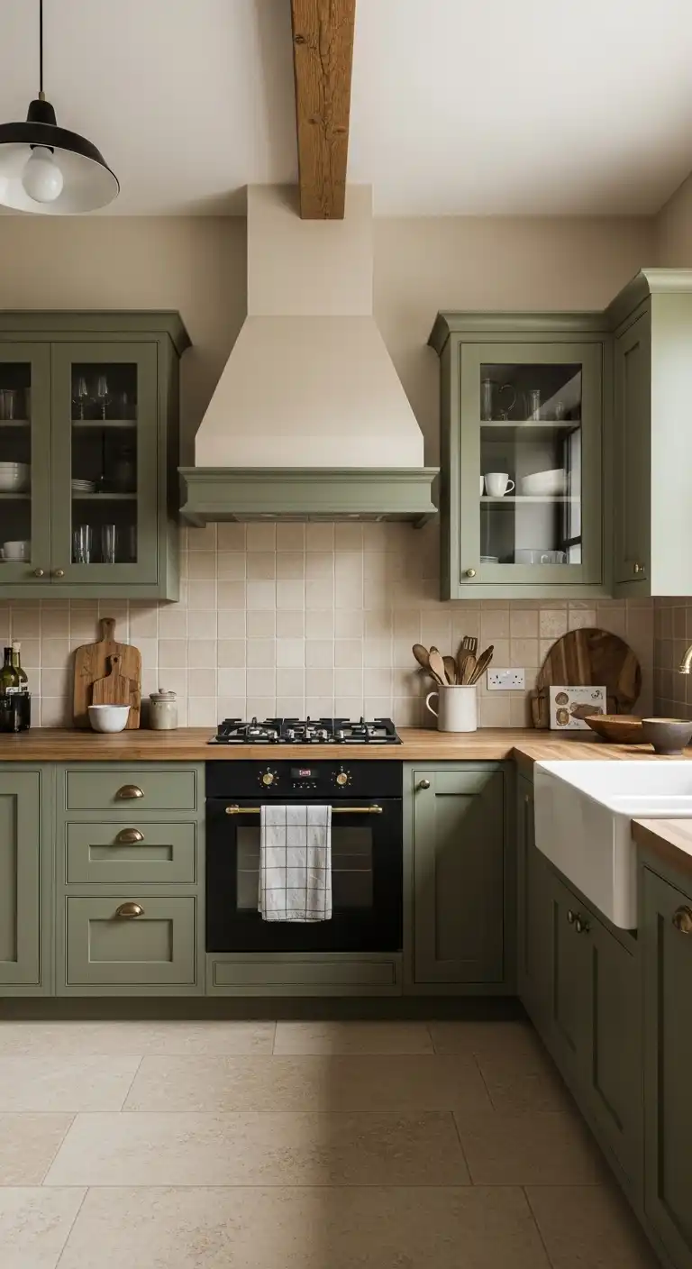 18 Fresh Kitchen Color Palette Ideas to Try 4 3 Earthy Green and Warm Beige