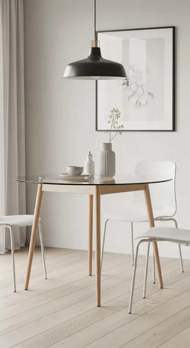 23 Space-Saving Small Round Dining Table Designs for Compact Homes 4 3 Glass Top Minimalist Table