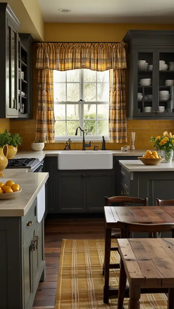 13 Vintage Yellow Kitchen Ideas to Brighten Your Home 4 3) Mustard Yellow Backsplash with Beveled Tiles
